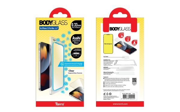 Torrii Bodyglass Screen Protector For iPhone 13 Pro Max Anti-Bacterial Coating - Clear - Tashqila