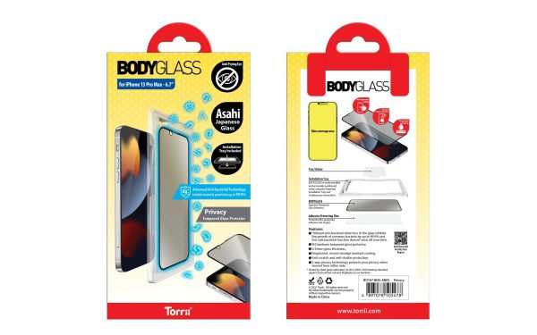 Torrii Bodyglass Screen Protector For iPhone 13 Pro Max Anti-Bacterial Coating - Privacy - Tashqila