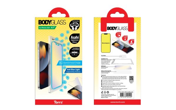 Torrii Bodyglass Screen Protector Anti Bacterial For iPhone 13 Pro Max - Anti Blue Light - Tashqila