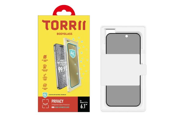 Torrii Bodyglass Screen Protector Anti-Bacterial Coating For iPhone 14 Pro – Privacy Black - Tashqila