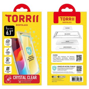 iPhone 15 Pro Torrii Bodyglass Screen Protector Anti-Bacterial Coating - Clear
