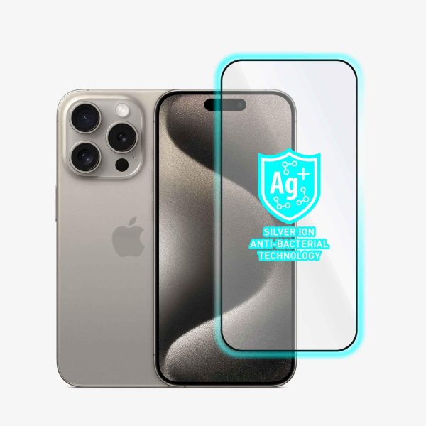 iPhone 15 Pro Torrii Bodyglass Screen Protector Anti-Bacterial Coating - Full Coverage Black