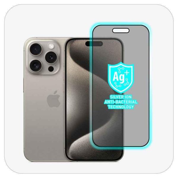 iPhone 15 Pro Torrii Bodyglass Screen Protector Anti-Bacterial Coating - Privacy Black