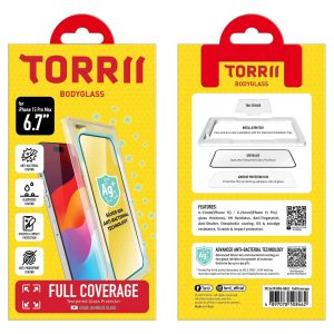iPhone 15 Pro Max Torrii Bodyglass Screen Protector Anti-Bacterial Coating - Full Coverage Black