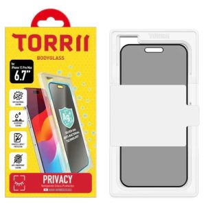 iPhone 15 Pro Max Torrii Bodyglass Screen Protector Anti-Bacterial Coating - Privacy Black - Tashqila