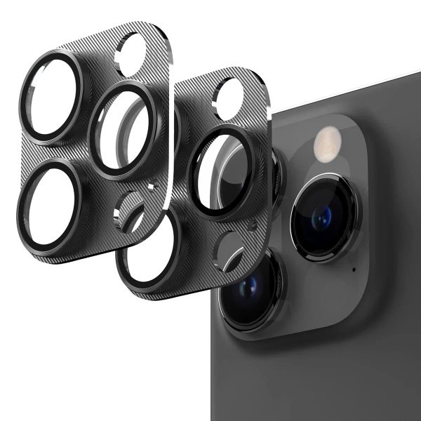 Araree C-Sub Core MB Camera Lense Protector Tempered Glass With Metal Base For iPhone 15 Pro / 15 Pro Max - Black - Tashqila