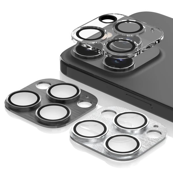 Araree C-Sub Core MB Camera Lense Protector Tempered Glass With Metal Base For iPhone 15 Pro / 15 Pro Max - Black - Tashqila