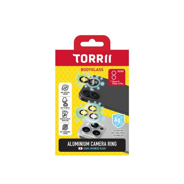 iPhone 16 / 16 Plus Torrii Bodyglass Aluminium Camera Ring - Silver - Tashqila