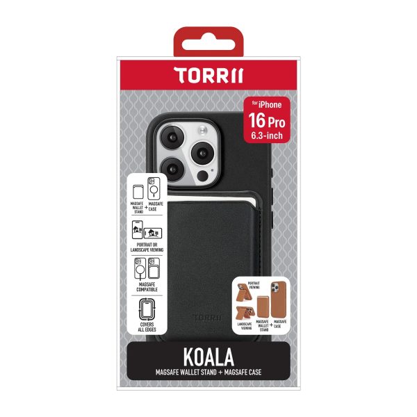 iPhone 16 Pro Torrii Koala MagSafe Case + Wallet Stand - Black - Tashqila
