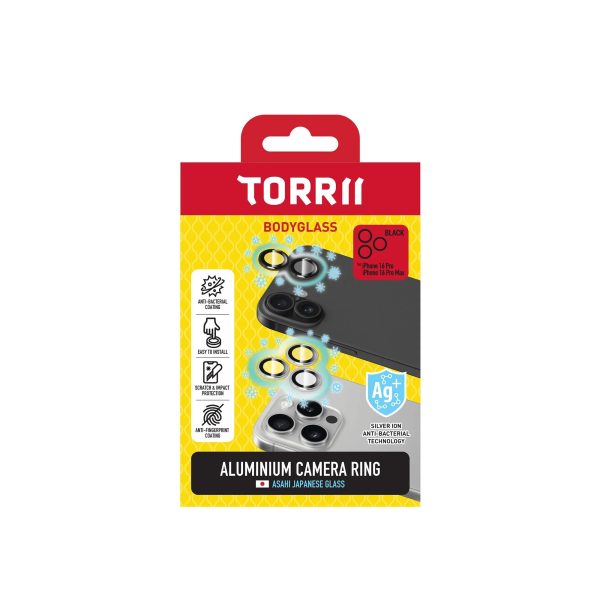 iPhone 16 Pro / 16 Pro Max Torrii Bodyglass Aluminium Camera Ring - Black - Tashqila