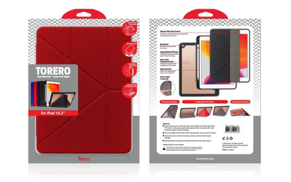 Torrii Torero Case With Pencil Slot For Apple iPad 10.2 (2019) - Red - Tashqila