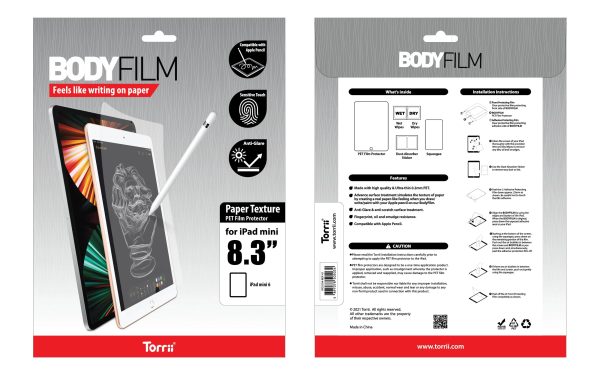 Torrii Bodyfilm iPad Mini 7 & 6 Paper Like Screen Protector - Clear - Tashqila