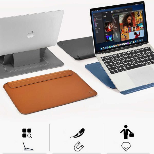 Wiwu Skin Pro Slim Stand Sleeve For Macbook Pro 16 - Brown - Tashqila