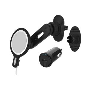 SCOSCHE Magic Mount for Magsafe 4-IN-1 (Vent- Dash- Swing) + 20W PD Car charger - Black - Tashqila