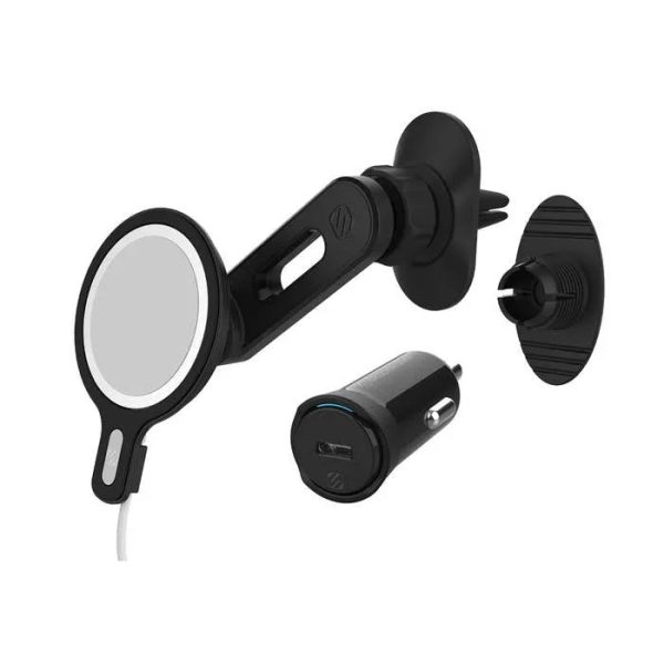 SCOSCHE Magic Mount for Magsafe 4-IN-1 (Vent- Dash- Swing) + 20W PD Car charger - Black - Tashqila