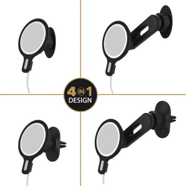SCOSCHE Magic Mount for Magsafe 4-IN-1 (Vent- Dash- Swing) + 20W PD Car charger - Black - Tashqila