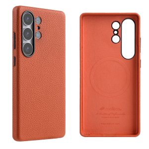 Melkco Samsung S25 Ultra Premium Leather Magsafe Cover - Orange - Tashqila