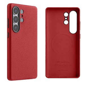 Melkco Samsung S25 Ultra Premium Leather Magsafe Cover - Red - Tashqila