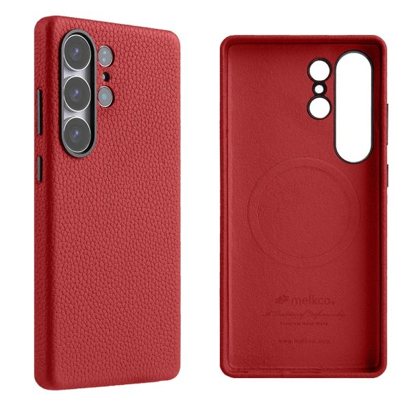 Melkco Samsung S25 Ultra Premium Leather Magsafe Cover - Red - Tashqila