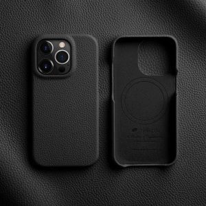 Melkco iPhone 15 Pro Premium Leather Magsafe Cover - Black - Tashqila