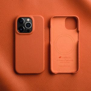 Melkco iPhone 15 Pro Premium Leather Magsafe Cover - Orange - Tashqila
