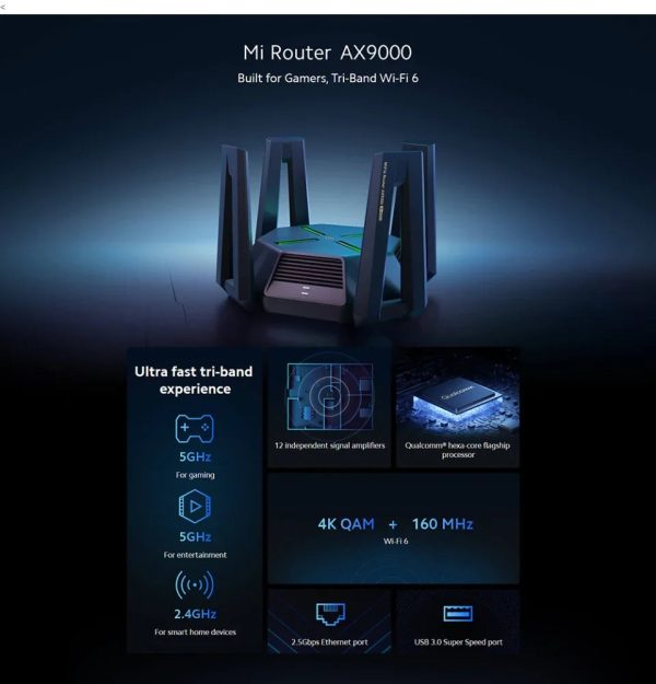 Xiaomi Mi Wireless Router AX9000 EU - Black - Tashqila