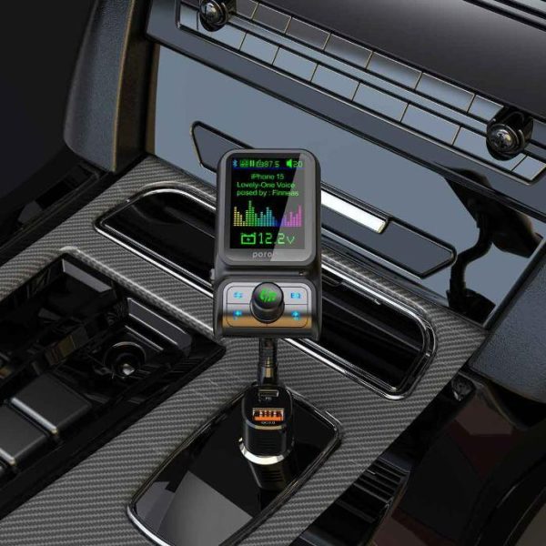Porodo Dual Port Car Charger FM Transmitter PD 36W QC 18W - Black - Tashqila