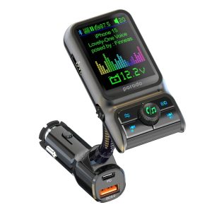Porodo Dual Port Car Charger FM Transmitter PD 36W QC 18W - Black - Tashqila