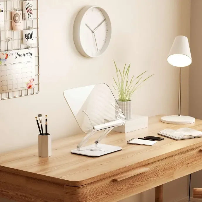 Porodo Transparent 360% Rotatable and Angle Adjustable Tablet Stand - White - Tashqila