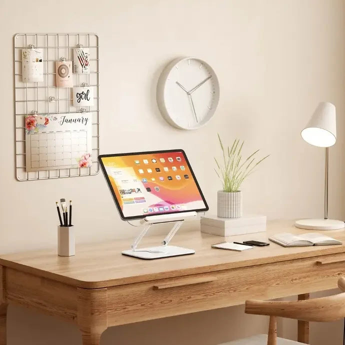 Porodo Transparent 360% Rotatable and Angle Adjustable Tablet Stand - White - Tashqila