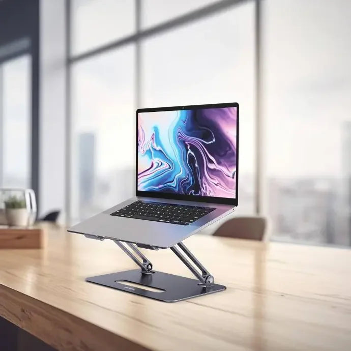 Porodo Alum. Alloy Adjustable Laptop Stand with Cooling Fan- Grey - Tashqila