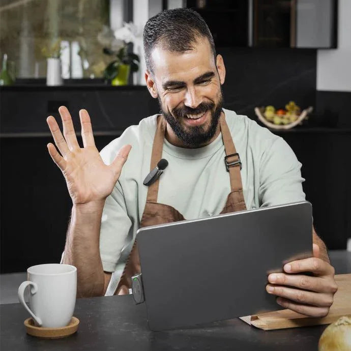 Porodo Dual Connector Lavalier Microphone Dual Mic - Black - Tashqila