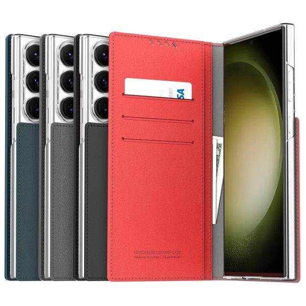 Araree Mustang Dairy Wallet Case For Samsung Galaxy S23 Ultra - Tangerine Red - Tashqila
