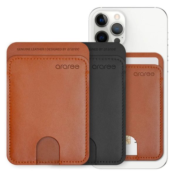 Araree Stick Pocket Genuine Leather Universal Card Holder - Black - Tashqila