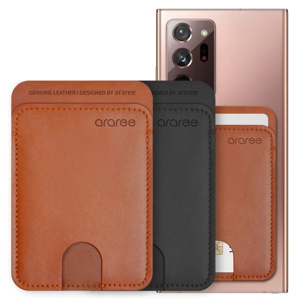 Araree Stick Pocket Genuine Leather Universal Card Holder - Black - Tashqila