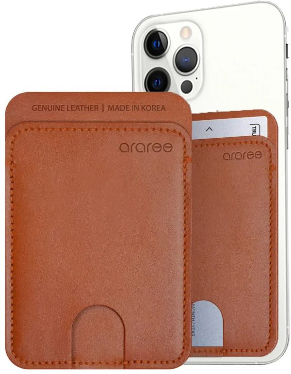 Araree Stick Pocket Genuine Leather Universal Card Holder - Brown - Tashqila