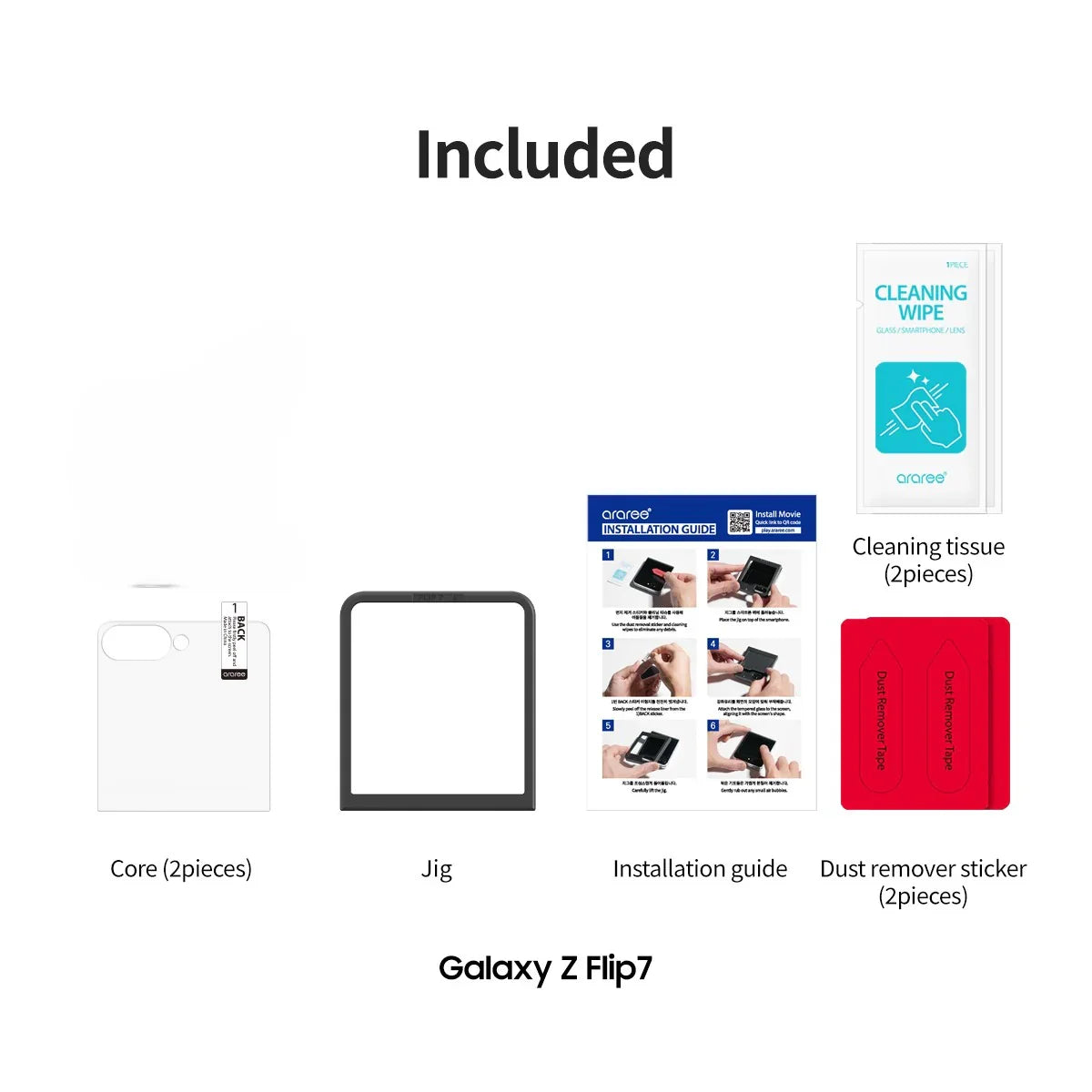 Samsung Z Flip7 Araree Core Front Screen Glass - Clear