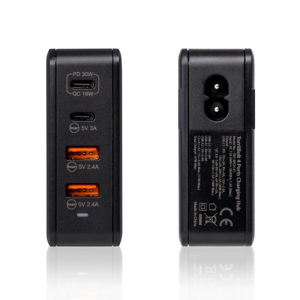 Torrii Bolt 4 Port Charging Hub with 2 USB-C & 2 USB-A QC 3.0 - Black - Tashqila