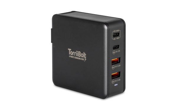 Torrii Bolt 4 Port Charging Hub with 2 USB-C & 2 USB-A QC 3.0 - Black - Tashqila