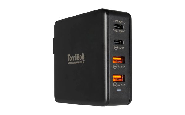 Torrii Bolt 4 Port Charging Hub with 2 USB-C & 2 USB-A QC 3.0 - Black - Tashqila