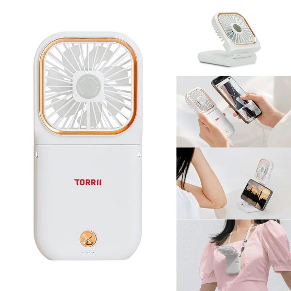 Torrii Cool Foldable Fan With 3000Mah Powerbank - White - Tashqila