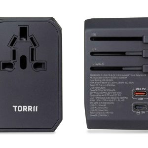 TorriiBolt 45W USB-PD & QC 3.0 Universal Travel Adapter III – Black