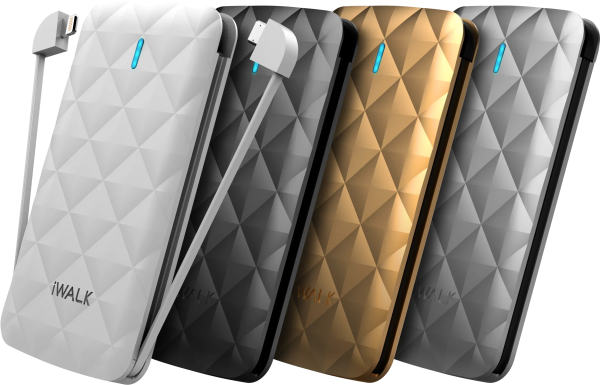 iWalk Duo 3000mAh Ultra Slim Battery Pack Built In Lightning & Micro Usb Cable - Gold - Tashqila