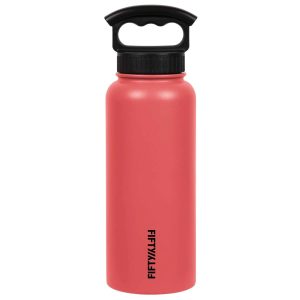 Fifty/Fifty 1L Bottle 3 Finger Lid - Coral