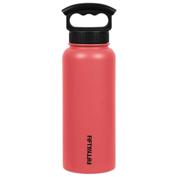 Fifty/Fifty 1L Bottle 3 Finger Lid - Coral