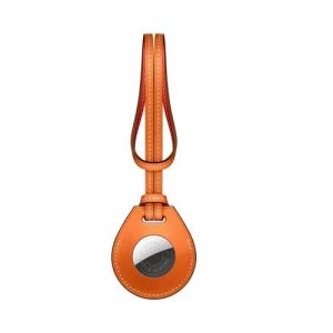 Wiwu Airtag Calfskin Leather Bag Charm Case For Apple Airtag - Brown - Tashqila
