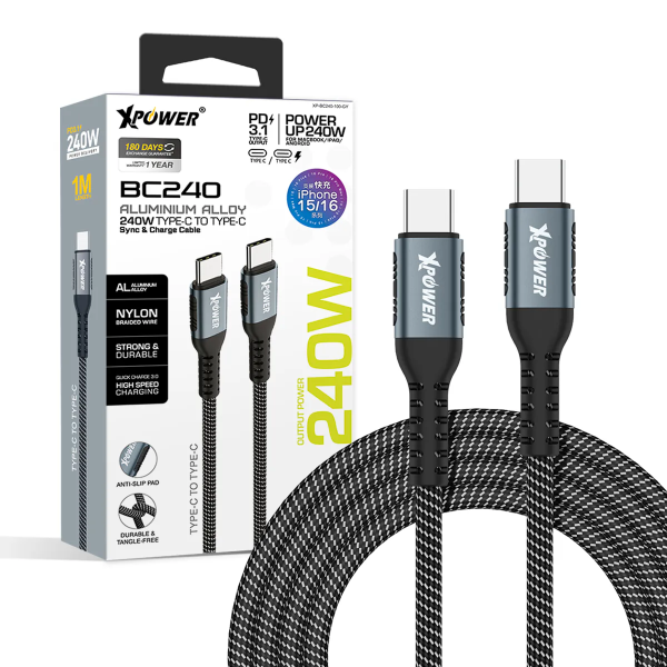 XPower 240W 1M Type-C to Type-C Sync & Charge Cable - Image 6