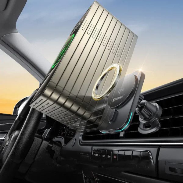 XPower 15W 3in1 Wireless Charging Car Mount Holder - Grey - Tashqila