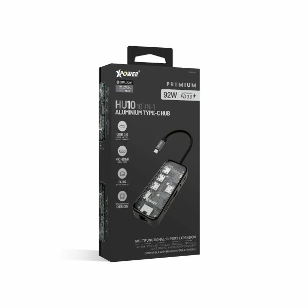 XPower HI10 10 In 1 92W PD Type-C Hub - Grey - Tashqila