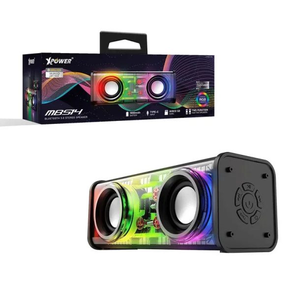 XPower MBS14 RGB Bluetooth Speaker 1800mAh Battery - Black - Tashqila